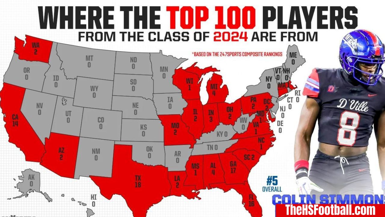 High school football Where the Top 100 players in the Class of 2024 play